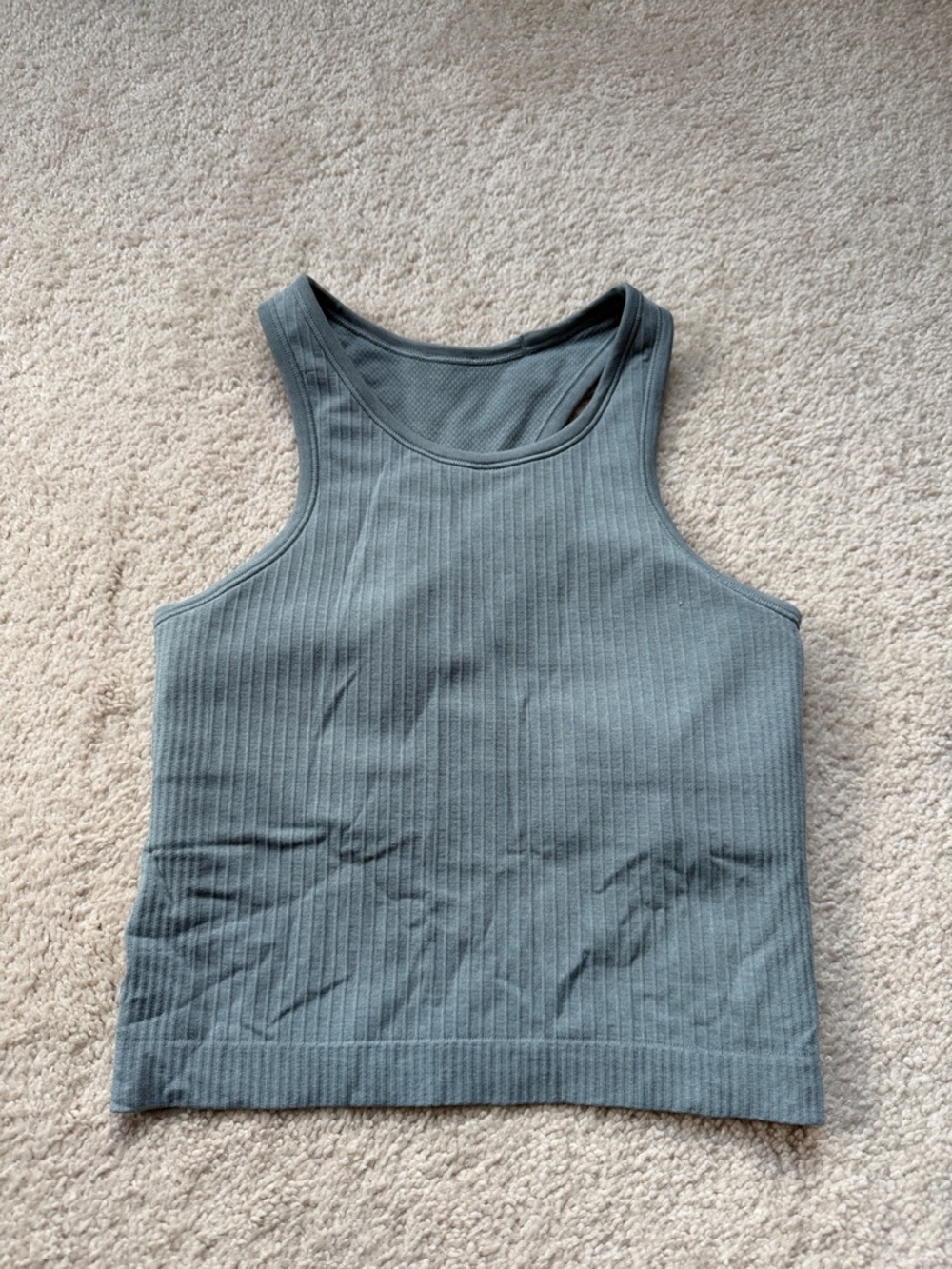 Lululemon Ebb To Street Racerback Crop Tank in Blue Cast Sz 8